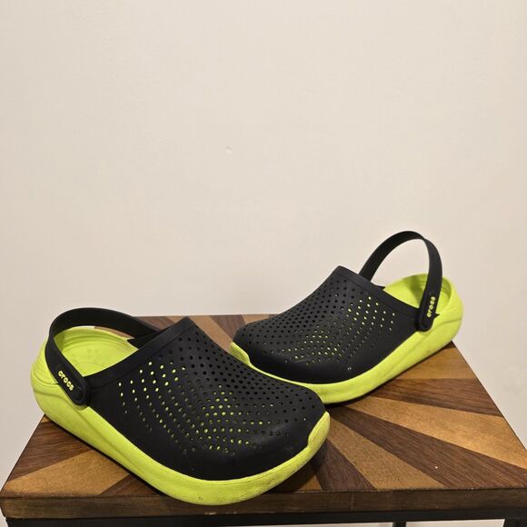 CROCS Shoes - CROCS LiteRide Clog Slip On Shoes Sz M7/W9 Unisex Sandals Color Black Lime Green